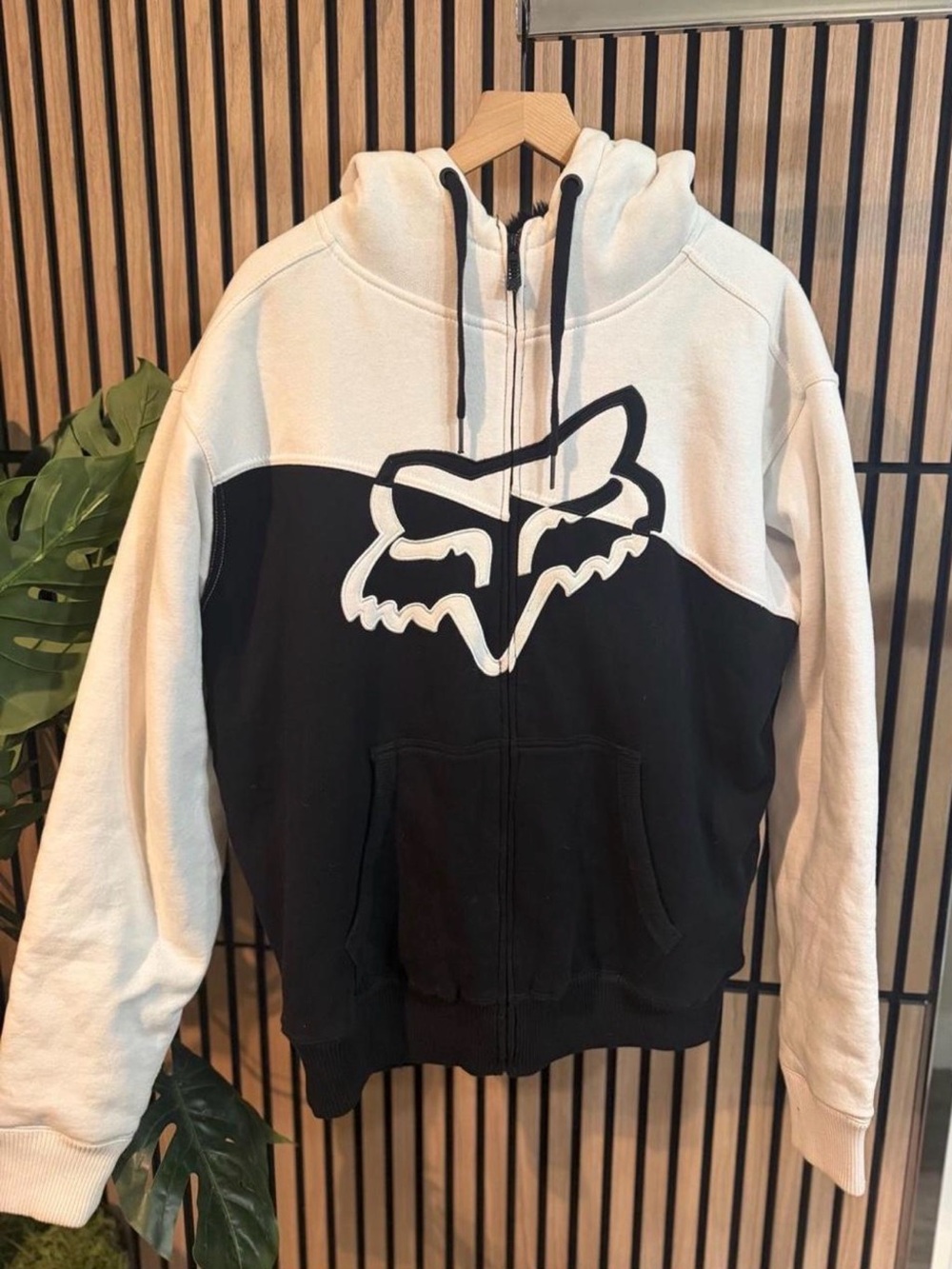 Fox Two-Tone Black & White Full-Zip Hoodie with Fox Head Logo